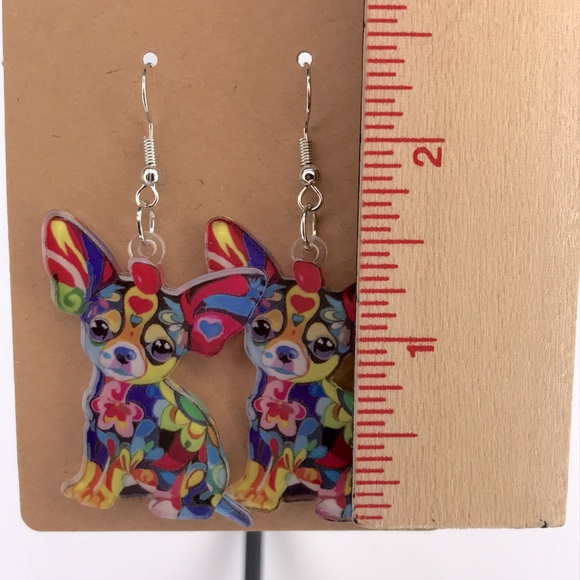 Colorful Chihuahua Earrings - Picture 2 of 2